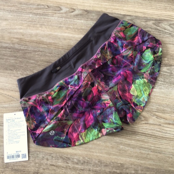 NWT Lululemon Speed Up Short Vivid Floral Tone Multi/Graphite Grey Size 4 - Picture 7 of 11